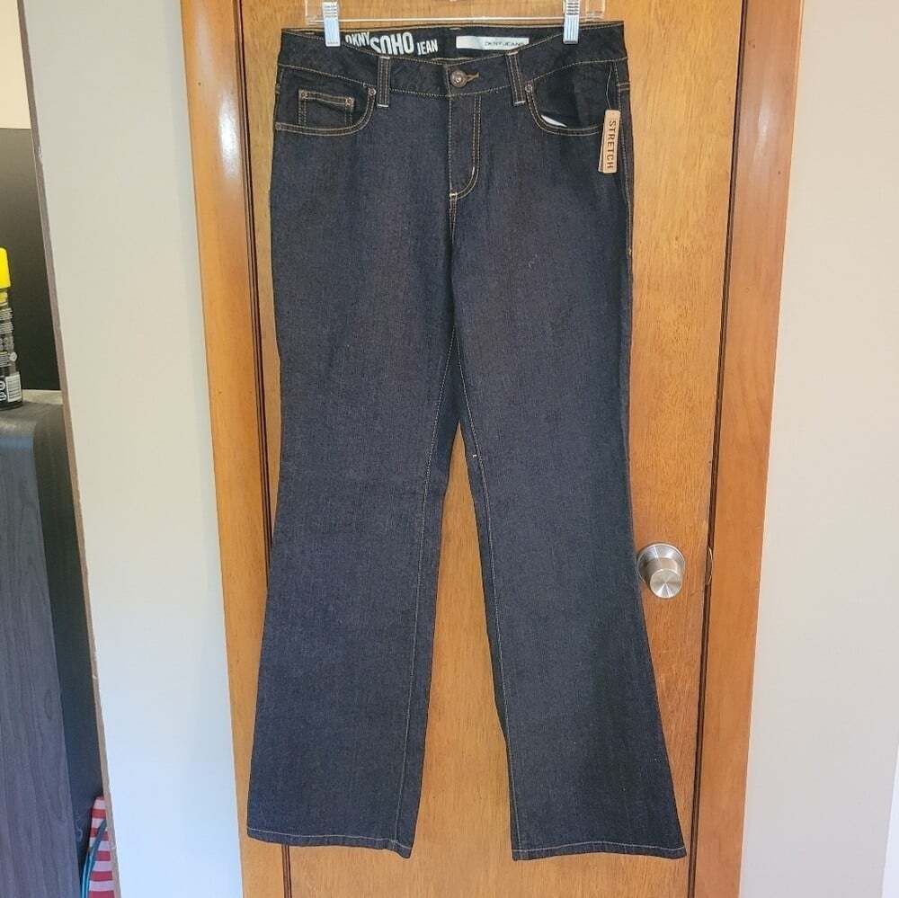 DKNY Soho Bootcut Jeans 12 Long NWT Dark Wash Stretch Denim